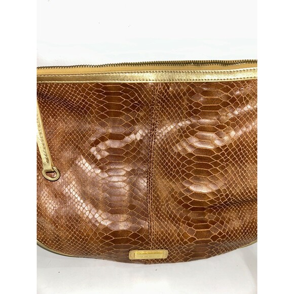 Adrienne Vittadini Vintage Women’s Leather Large Hobo Messenger Bag Snakeskin - Picture 2 of 11